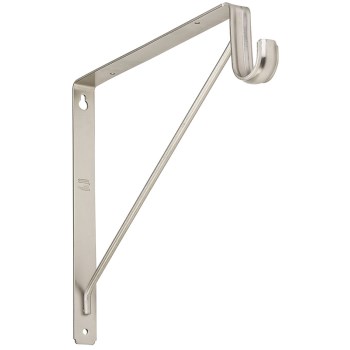 Shelf & Rod Bracket, Satin Nickel ~ Approx 10.7" x 1.2" x 12.6"