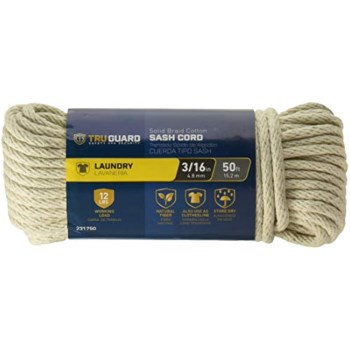 Mibro Solid Braid Cotton Sash Cord - 3/16" x 50 Ft
