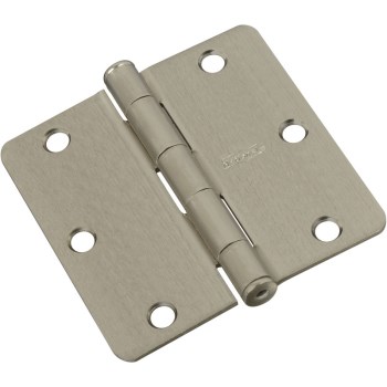 1/4" Radius Round Corner Door Hinge, Satin Nickel Finish ~ 3"