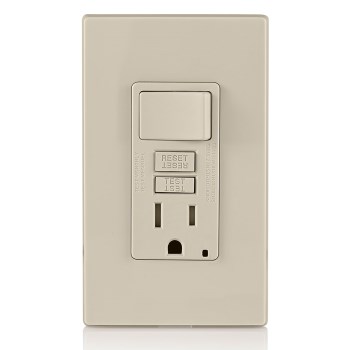 GFCI with Switch, Tamper Resistant - 15 Amp, Light Almond