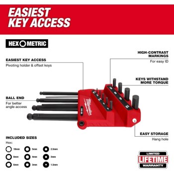 Milwaukee SAE/Metric Ball End L-Key Set - 22pc