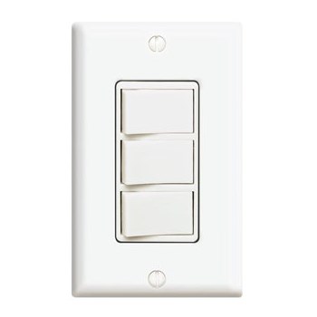 Combo Switch, 3 Rocker - 15 Amp, White