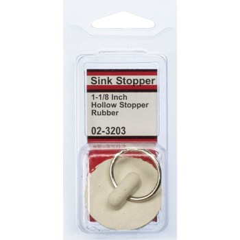 Larsen Hollow Rubber Sink Stopper, White 1" to 1-1/8"