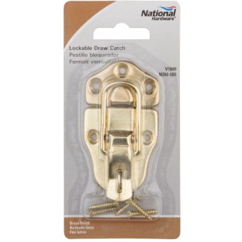 Draw Latch w/Lockable Eye, Brass Finish ~ 3.65" L x 1.76" W 