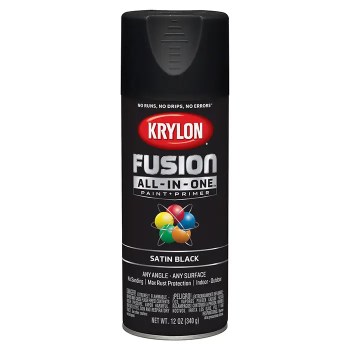 Krylon Fusion Spray Paint, Satin Black - 12 oz