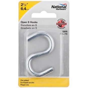 Zinc Heavy Open 'S' Hook, Visual Pack 2076 2 -1/2  inches