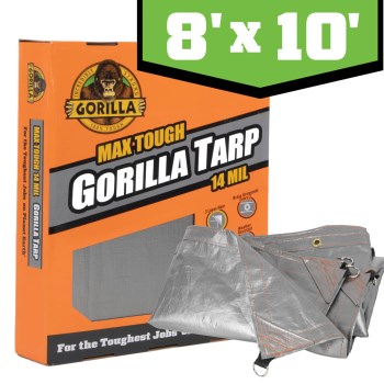 Erickson Gorilla Max Tough Tarp, Silver - 8 x 10 Ft