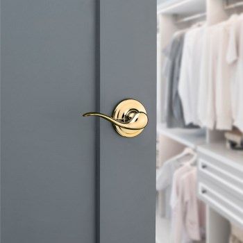 Kwikset Tustin Half Dummy Lever, Polished Brass - Left Hand