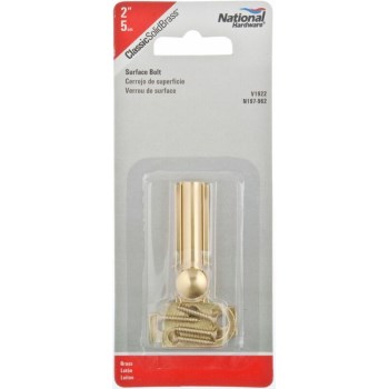 Solid Brass/Pb Surface Bolt, Visual Pack 1922 2 inches