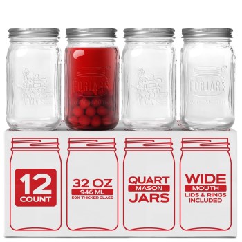 Forjars Wide Mouth Glass Canning Jars - 32 oz, 12pk