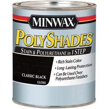 Minwax 61495 Polyshades Stain & Polyurethane, Classic Black Gloss ~ Quart
