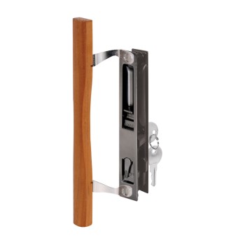 Sliding Door Handle/Lock - Black with Wood Handle