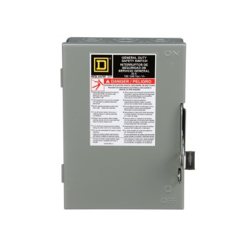 Square D 30 Amp Fusible Safety Switch, Plug Fuse