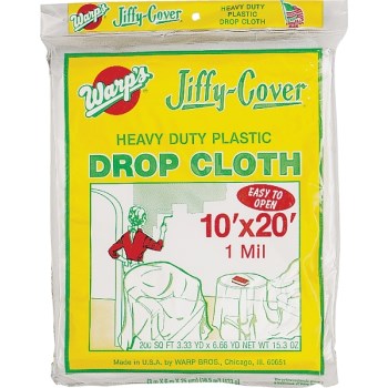 Jiffy Cover Plastic Drop Cloth ~  10 Ft  x 20 Ft x 1 mil  