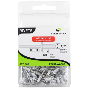 FPC Surebonder White Alum Blind Rivet, 1/8" - Short, 100ct