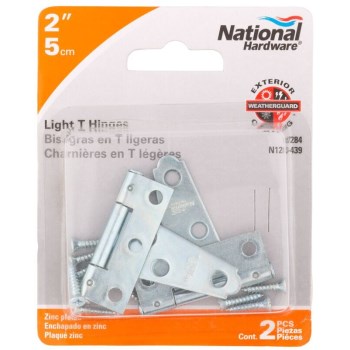 Light T Hinge, Zinc ~ 2"