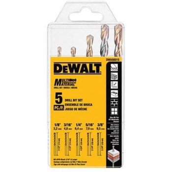 DeWalt Multi-Material Drill Bit Set - 5-Piece, 1/8" to 3/8"