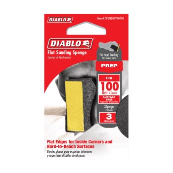 Diablo Flat Edge Sanding Sponge, 100 Grit - 3pk