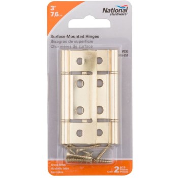 Non-Removable Pin Surface Mount #530 Hinge,  Matte Brass Finish ~ 3" 