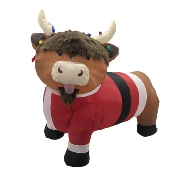 Santa's Forest Inflatable Highland Cow with Lights - 5-1/2 Ft