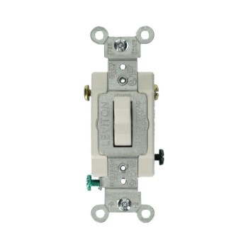 Commercial 3-Way Lighted Toggle Switch, White - 15 Amp