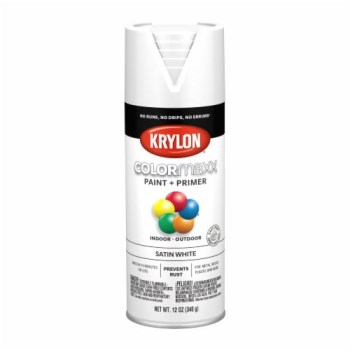Krylon COLORmaxx Spray Paint, Satin White - 12 oz