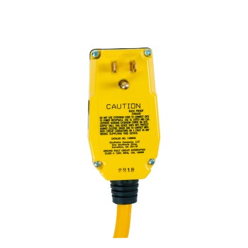 12/3 SJTW GFCI Tri-Tap Extension Cord - 6 Ft, Yellow