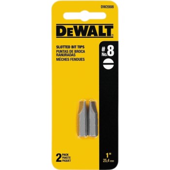Insert Bit Tip, #8 Slotted - 1", 2pk