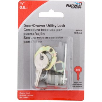 Door/Drawer Utility Locks, Visual Pack keyed alike 825 1/4 