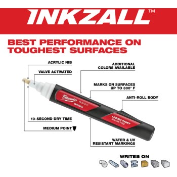 Milwaukee INKZALL Liquid Paint Marker, White