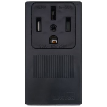 Surface Mount Receptacle, Grounded, Black - 50 Amp