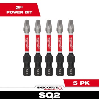 Milwaukee SHOCKWAVE Square Recess #2 Power Bit - 2", 5pk