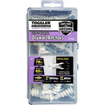 SnapSkru Self-Drilling Drywall Anchor Kit, 50pk