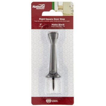 Rigid Square Door Stop, Matte Black - 3"