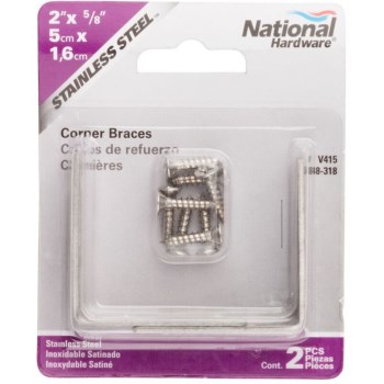 Stainless Steel Corner Brace ~ 2" x 5/8"