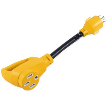 Camco PowerGrip Generator Adapter - 30A 4-Prong to 50A, 12"