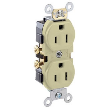 Grounding Outlet, Narrow Body - 15 Amp, Ivory