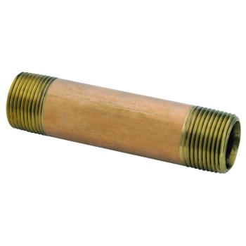 Red Brass Pipe Nipple - 1/2" x 6"