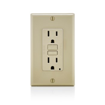 GFCI Outlet, Self Test - 15 Amp, Ivory