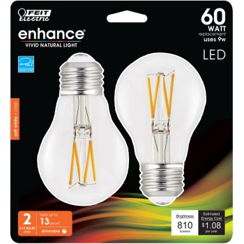 LED A19 Bulb, Soft White - 60W Equivalent, 2pk