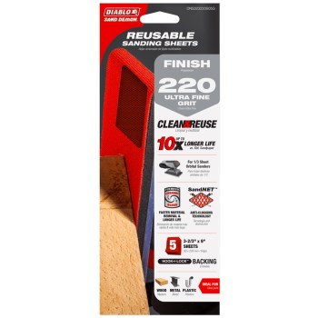 Diablo Sand Demon Reusable Sanding Sheet, 220 Grit - 5pk