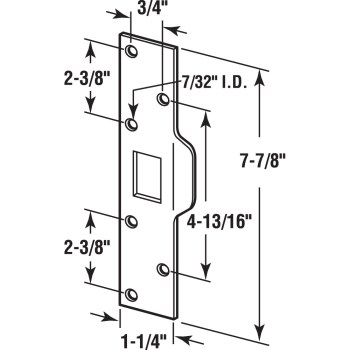 Maximum Security Latch Strike, Brass Plated - 7-7/8"