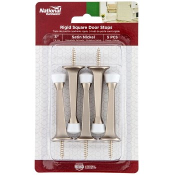 Rigid Square Door Stop, Satin Nickel - 3"
