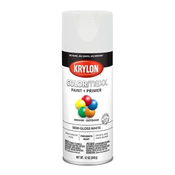 Krylon COLORmaxx Spray Paint, Semi-Gloss White - 12 oz