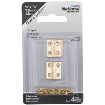 Decorative Narrow Hinge, Solid Brass ~ 3/4" x 5/8"