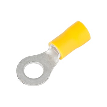 Vinyl Ring Terminal, Yellow 12-10 AWG - #12-1/4" Stud, 14pk