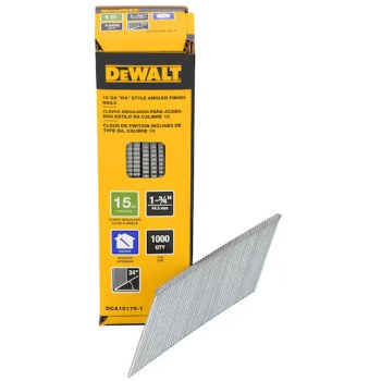 DeWalt 15GA Angled Finish Nails - 1-3/4", 1000pk