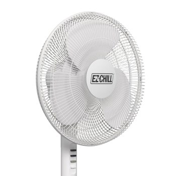 EZ-Chill 16" Oscillating Pedestal Fan, White