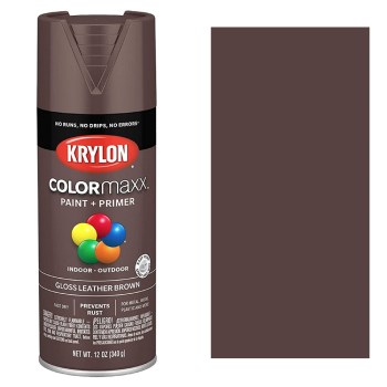 Krylon COLORmaxx Spray Paint, Gloss Leather Brown - 12 oz