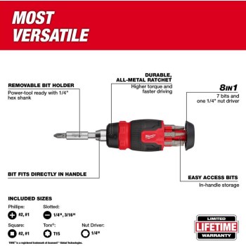 Milwaukee 8-in-1 Ratcheting Compact Screwdriver